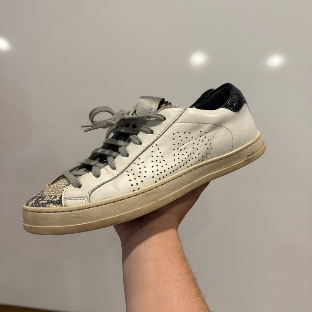 P448 John Python-Print Leather Low Top Sneakers - image 3